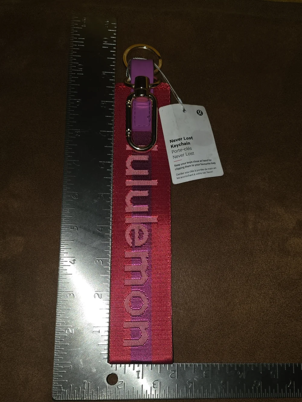 lululemon athletica Red& Pink Never Lost Keychain Strap with Gold Hardware